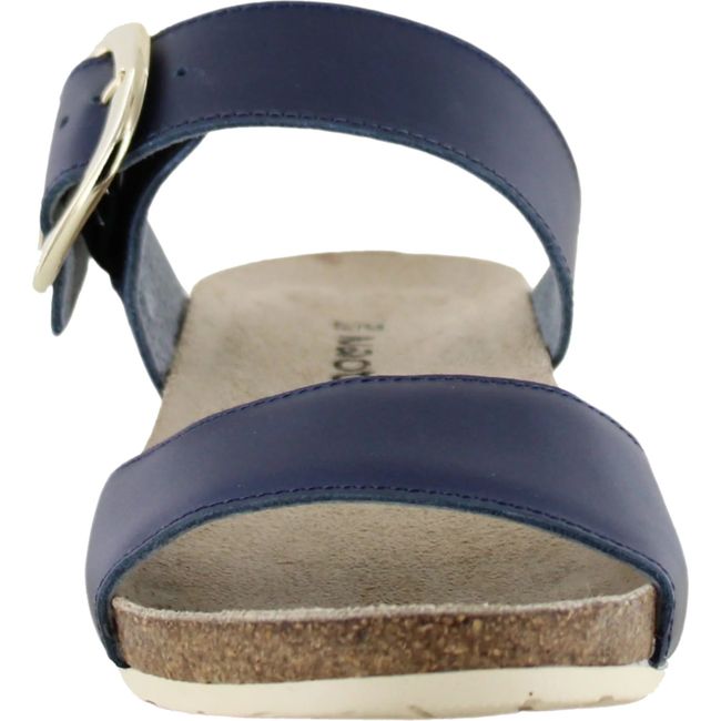 Front of Naot Women's Magic Slide Sandal in polar sea blue with cork footbed