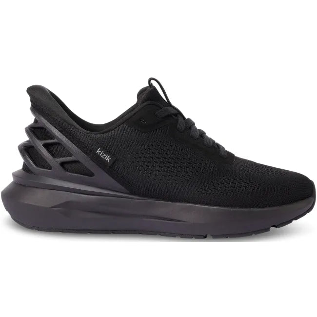 Lateral side of Men’s Kizik Athens 2 Sneaker in all black with easy on HandsFree Step-In tech
