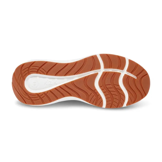 Orange-brown tread of Men’s Kizik Athens 2 Sneaker in navy blue upper with white midsole