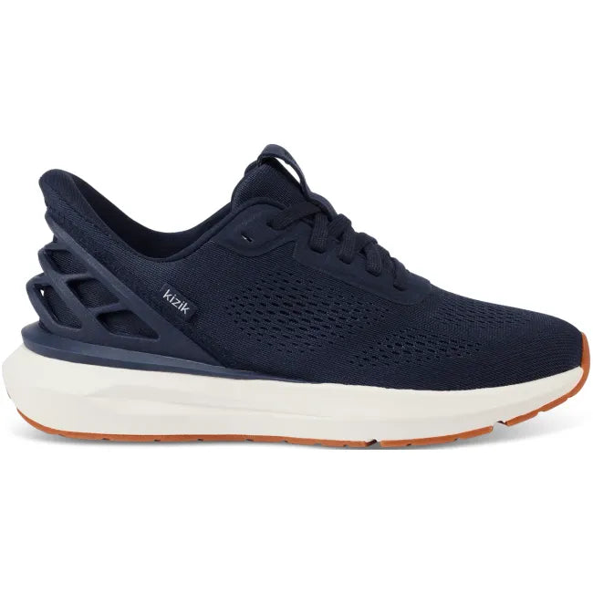 Lateral side of Men’s Kizik Athens 2 Sneaker in navy blue with easy on HandsFree Step-In tech