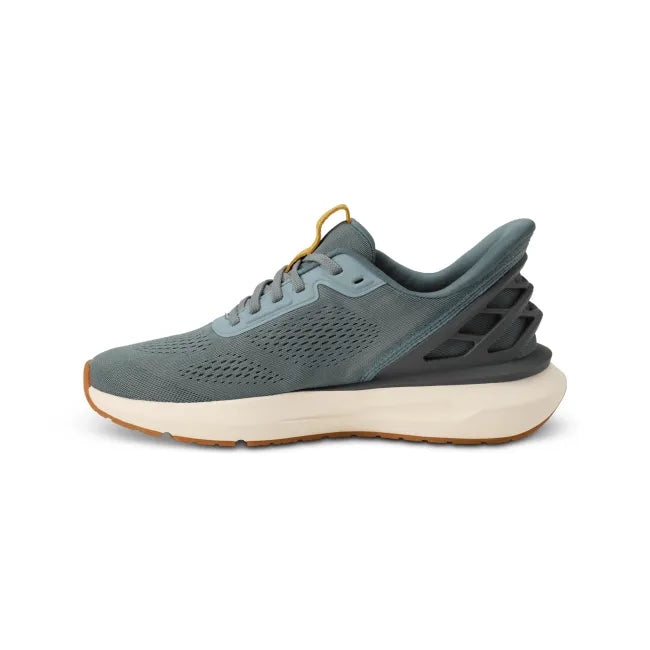 Medial side of Men’s Kizik Athens 2 Sneaker in stormy blue green with easy on HandsFree Step-In tech