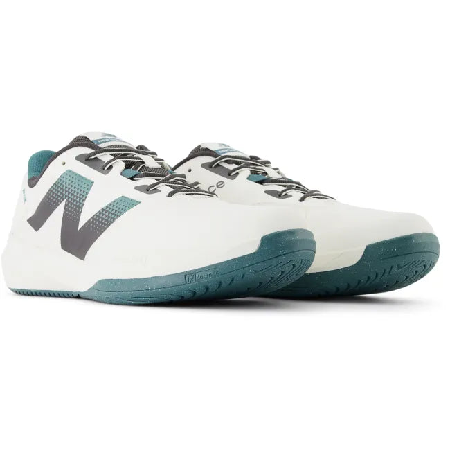 Pair of New Balance Men's FuelCell 769v4 Tennis Shoes in sea salt white and teal