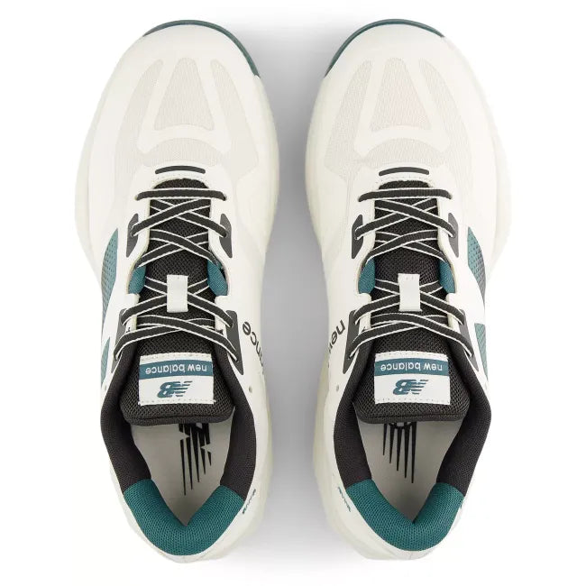Upper of New Balance Men's FuelCell 769v4 Tennis Shoes in sea salt white and teal