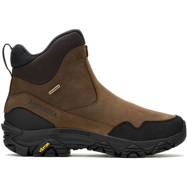 Side of Merrell Men’s Coldpack 3 Thermo Tall Zip Waterproof Boot in Earth Brown