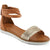 Front angled view of Women's Spring Step Mexa Sandal in light brown and gold leather