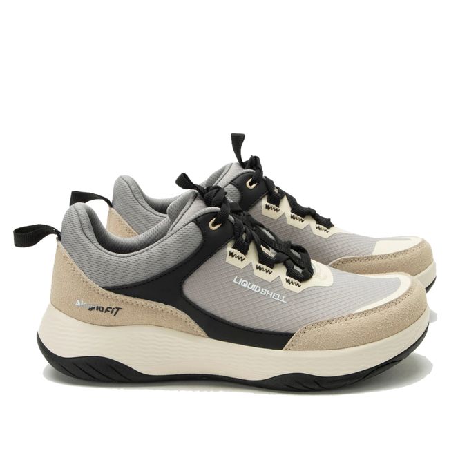 Sides of Alegria Women's Motov8 Water Repellent Shoes in moonrock grey and beige