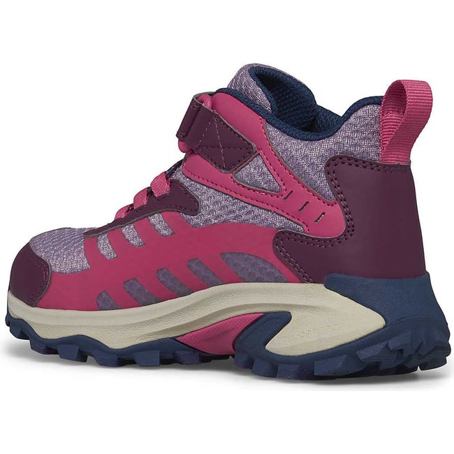 Medial of Merrell Big Kids&#39; Moab Speed Mid 2 A/C Waterproof Hiking Boot in Berry Purple and Pink