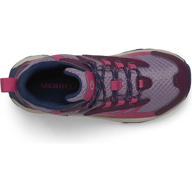 Upper of Merrell Big Kids&#39; Moab Speed 2 Mid Waterproof Hiking Boot in Berry Purple and Pink