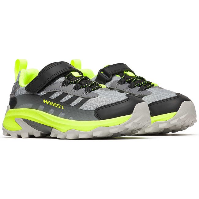 Pair of Merrell Big Kids&#39; Moab Speed 2 Low A/C Waterproof Hiking Shoes in Grey/Black/Citron