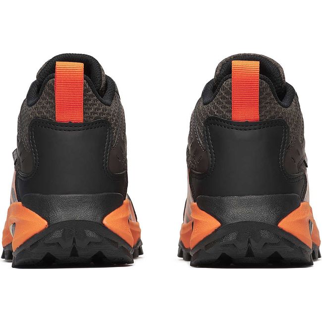 Heels of Merrell Big Kids Moab Speed 2 Mid Waterproof Hiking Shoes in Gunsmoke and Orange