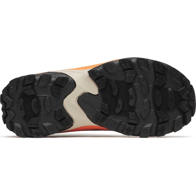 Sole of Merrell Big Kids Moab Speed 2 Mid Waterproof Hiking Shoe in Gunsmoke and Orange