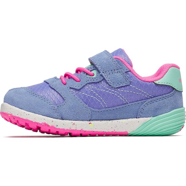 Medial of Merrell Little Kids' Bare Steps A83 Sneaker in Periwinkle purple with velcro strap