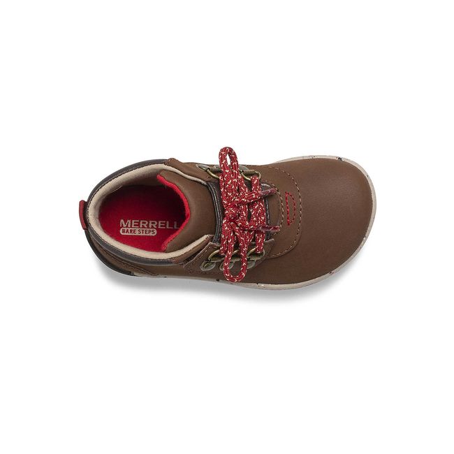 Upper of Merrell Little Kids' Bare Steps Boot 2.0 in Brown Suede
