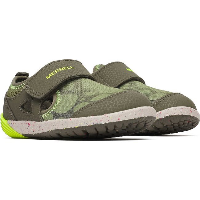 Pair of Velcro Merrell Little Kids&#39; Bare Steps H2O Closed Toe Water Shoe in Olive Green