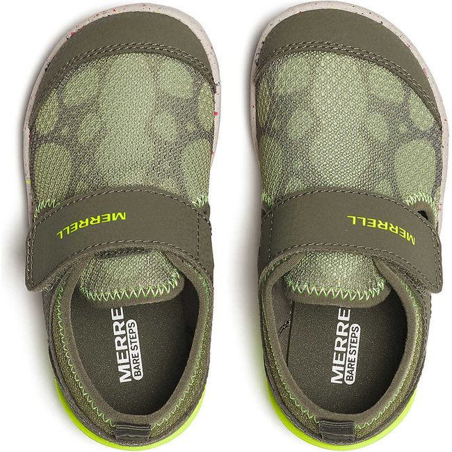 Upper of Merrell Little Kids&#39; Bare Steps H2O Closed Toe Water Shoe in Olive Green