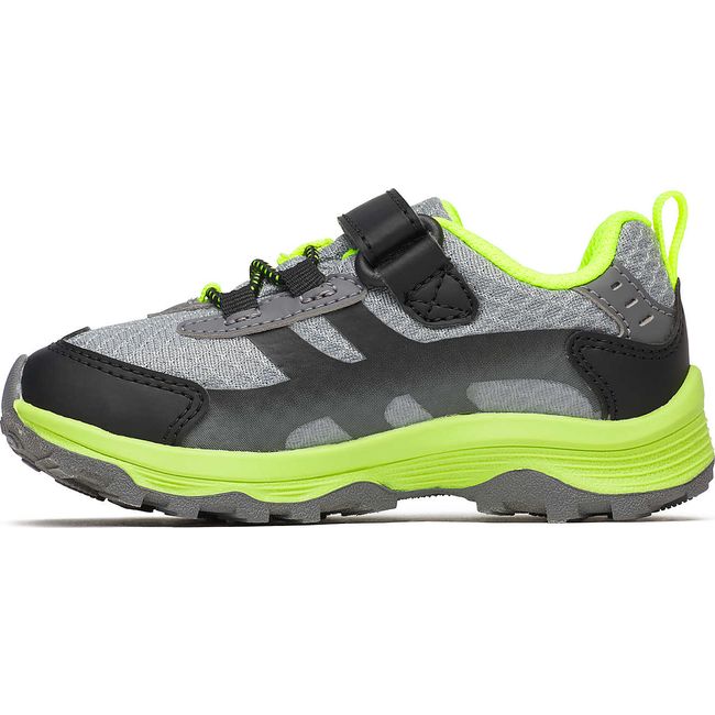Medial of Merrell Little Kids' Moab Speed 2 Low A/C Jr. Waterproof Hiking Shoe in Grey/Black/Citron