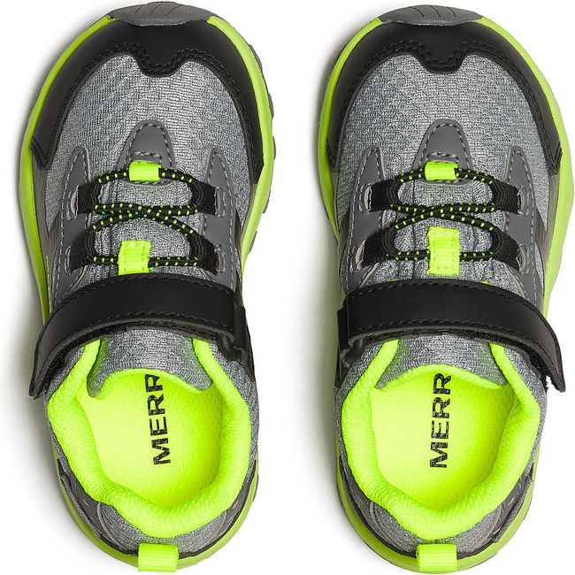 Upper of Merrell Little Kids&#39; Moab Speed 2 Low A/C Jr. Waterproof Hiking Shoe in Grey/Black/Citron