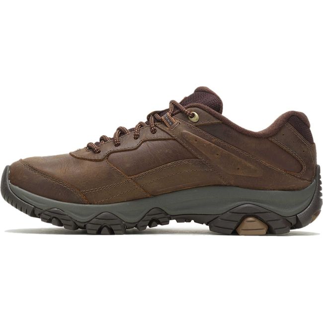 Medial side of Men's Merrell Moab Adventure 3 Waterproof Hiking Shoe in earth brown leather