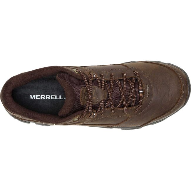 Lace up upper of Men's Merrell Moab Adventure 3 Waterproof Hiking Shoe in earth brown leather