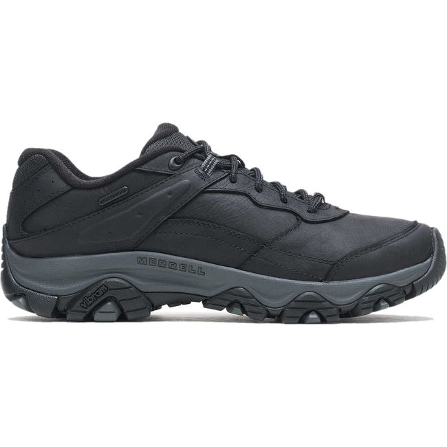 Lateral side of Men's Merrell Moab Adventure 3 Waterproof Hiking Shoe in black leather