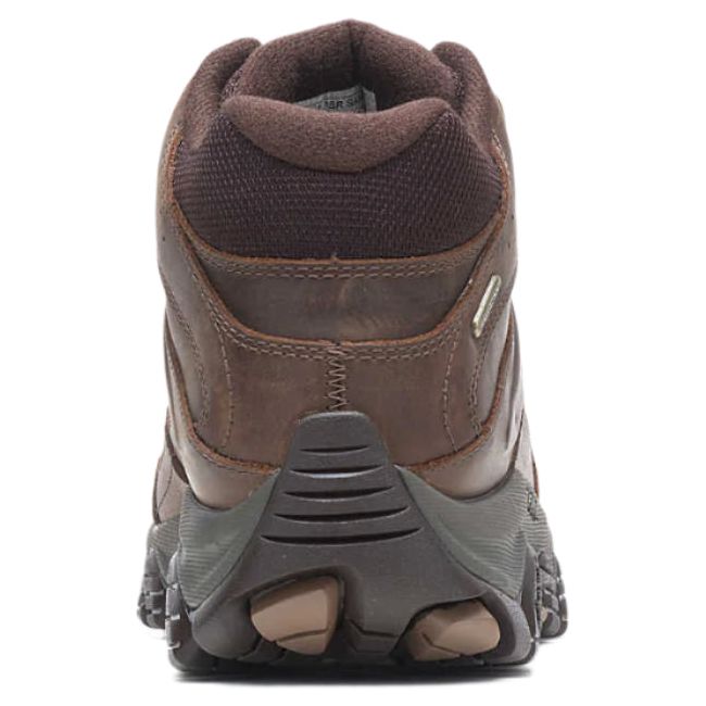 Heel of Men&#39;s Merrell Moab Adventure 3 Mid Waterproof Hiking Boot in earth brown leather