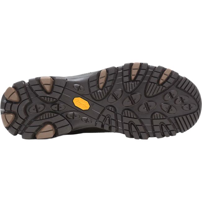 Sole of Mens Merrell Moab Adventure 3 Mid Waterproof Boot in earth brown upper with Vibram sole