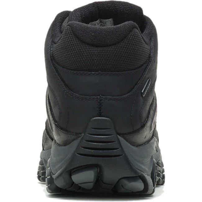 Heel of Men&#39;s Merrell Moab Adventure 3 Mid Waterproof Hiking Boot in Black leather