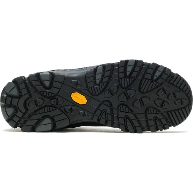 Vibram sole of Men&#39;s Merrell Moab Adventure 3 Mid Waterproof Hiking Boot in Black leather