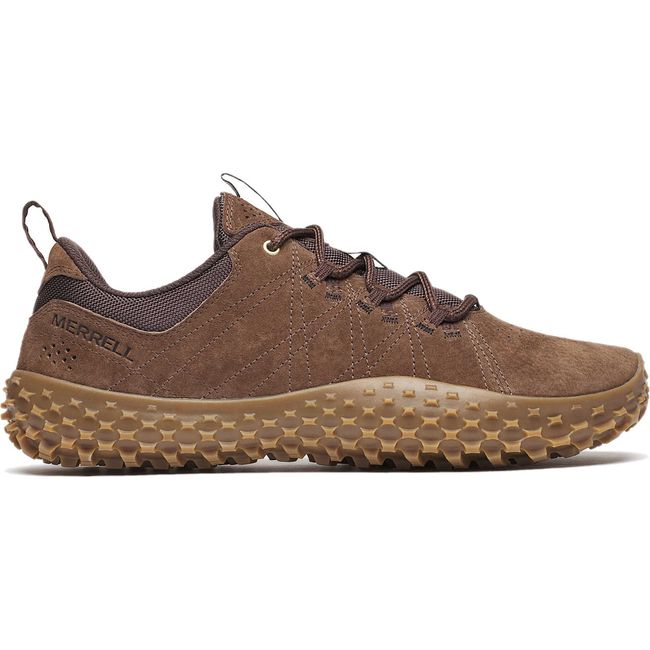 Lateral side of Men's Merrell Wrapt Barefoot Shoe in Suede Mole Brown