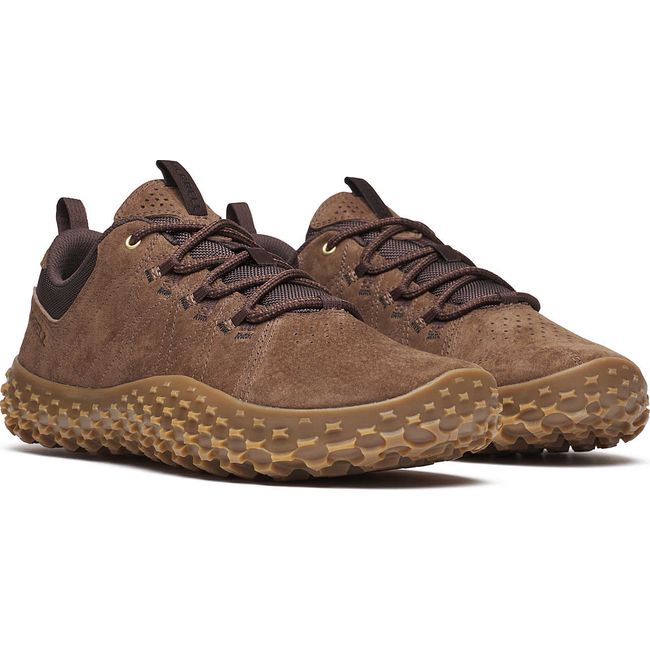 Pair of Men's Merrell Wrapt Barefoot Shoes in Suede Mole Brown