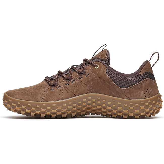 Medial side of Men's Merrell Wrapt Barefoot Shoe in Suede Mole Brown