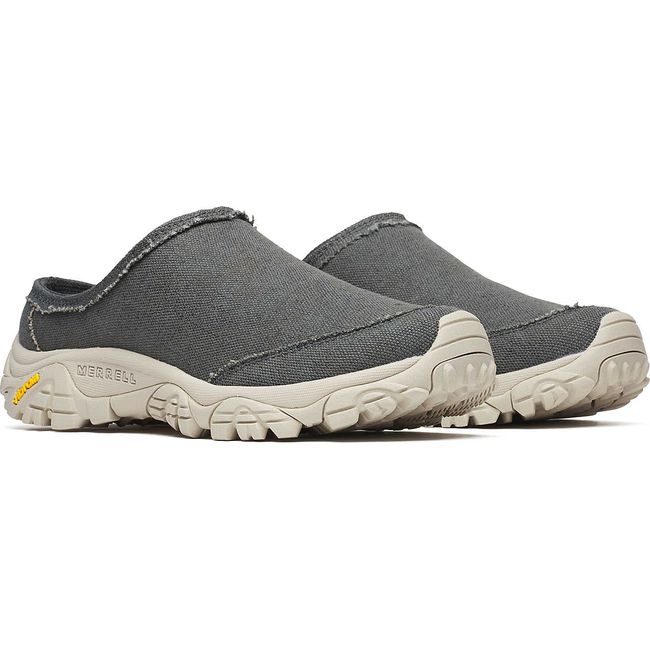 Pair of Merrell Men's Moab 2 Slide Canvas SE Clogs in Alloy Grey