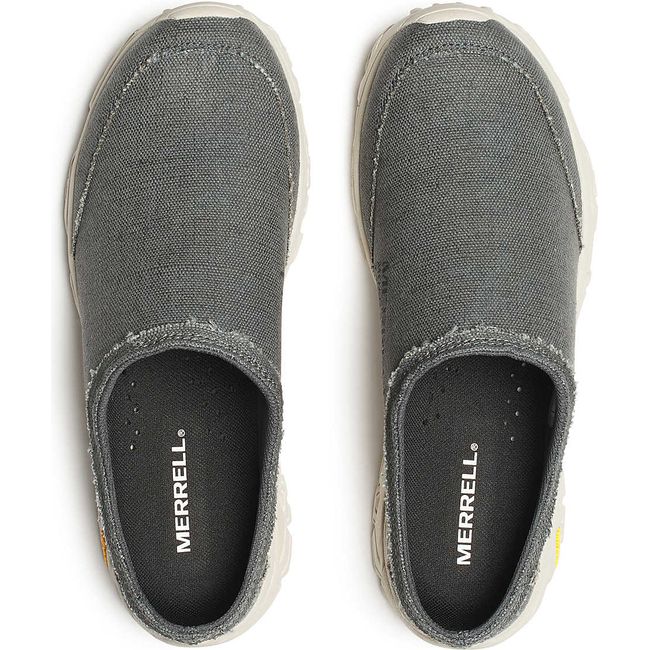 Upper of Merrell Men's Moab 2 Slide Canvas SE Clogs in Alloy Grey