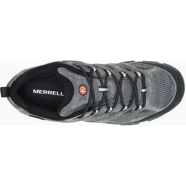 Top down vie of Men&#39;s Merrell Moab 3 Low Waterproof Hiking Shoe in granite gray with Vibram sole