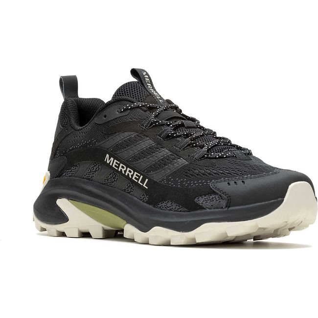 Front angled view of Men&#39;s Merrell Moab Speed 2 Hiking Shoe in Black