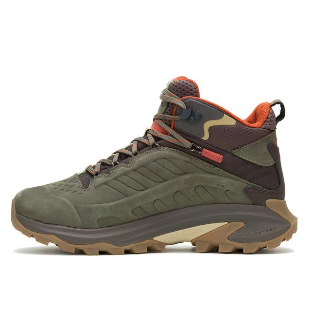 Medial side of Men's Moab Speed 2 Leather Mid Waterproof Hiking Boot in Olive Green