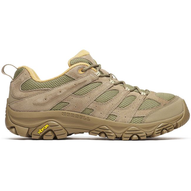 Side of Merrell Men's Moab 3 Ready Zip Hiking Shoe in Drab Tan