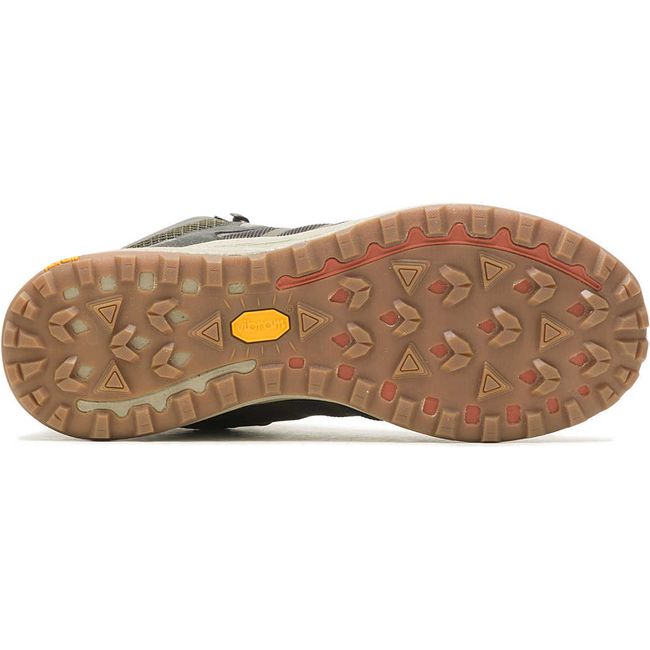 Men&#39;s Merrell Nova 3 Mid Waterproof Boot in olive green upper with tan Vibram sole