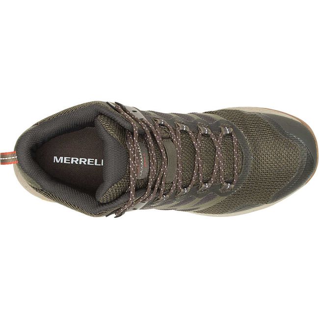 Top down view of Men&#39;s Merrell Nova 3 Mid Waterproof Boot in olive green