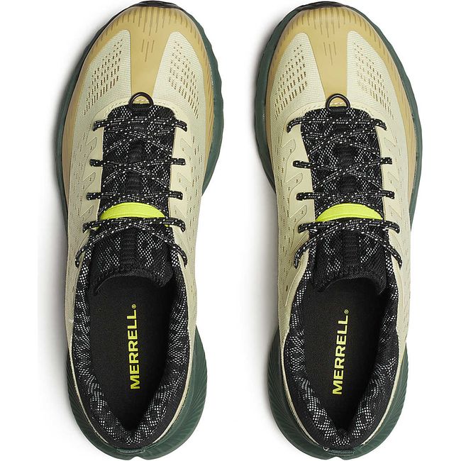 Upper of Merrell Men's Agility Peak 5 Trail Running Shoes in Beach Beige and Green