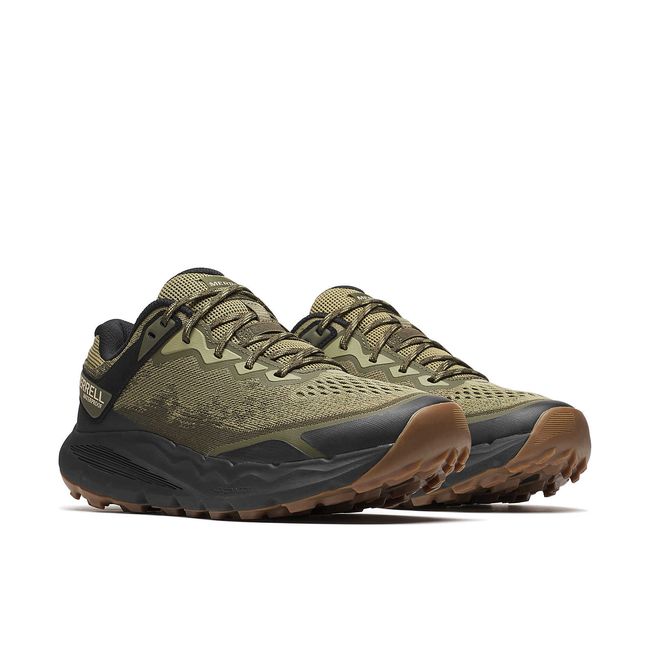 Pair of drab green Mens Merrell Nova 4 Waterproof Trail Running Shoes