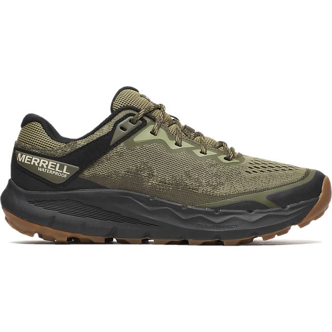 Lateral side of drab green Mens Merrell Nova 4 Waterproof Trail Running Shoe 
