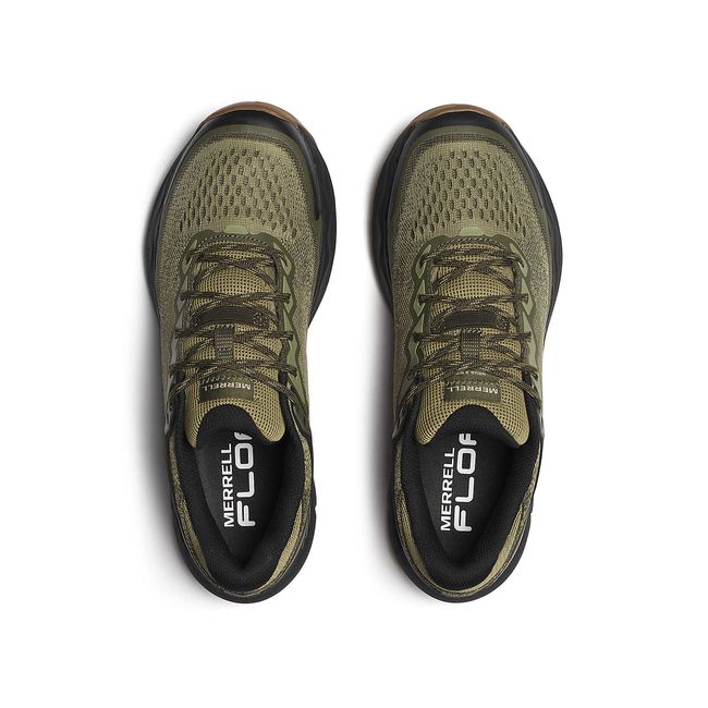 Upper of drab green Mens Merrell Nova 4 Waterproof Trail Running Shoes