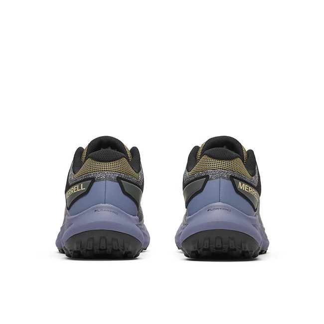 Heels of cement grey and purple Men&#39;s Merrell Nova 4 Trail Running Shoes with yellow accents