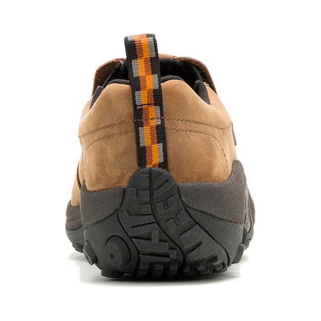 Heel of Men's slip on Merrell Jungle Moc Nubuck Waterproof Shoe in brown