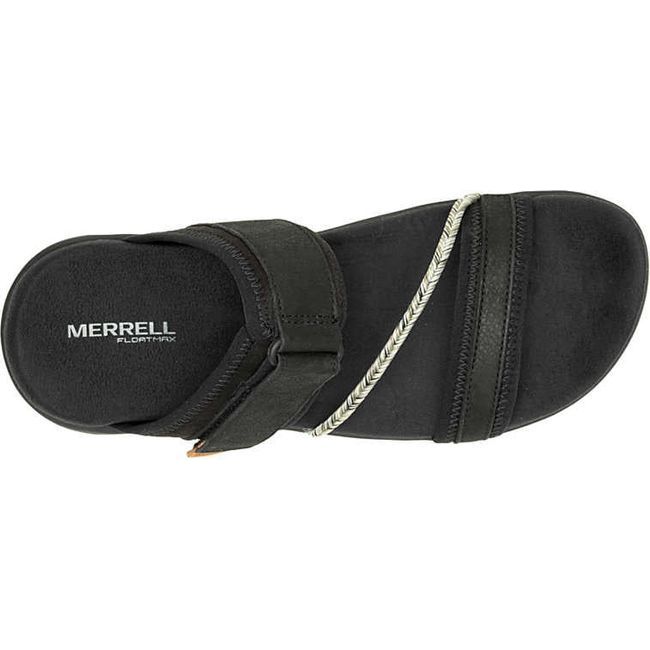 Upper of Merrell Women&#39;s Terran 4 Slide Sandal in Black with velcro strap