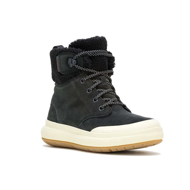 Front angled view of black Women's Merrell Marquette Thermo Lace Waterproof Boot