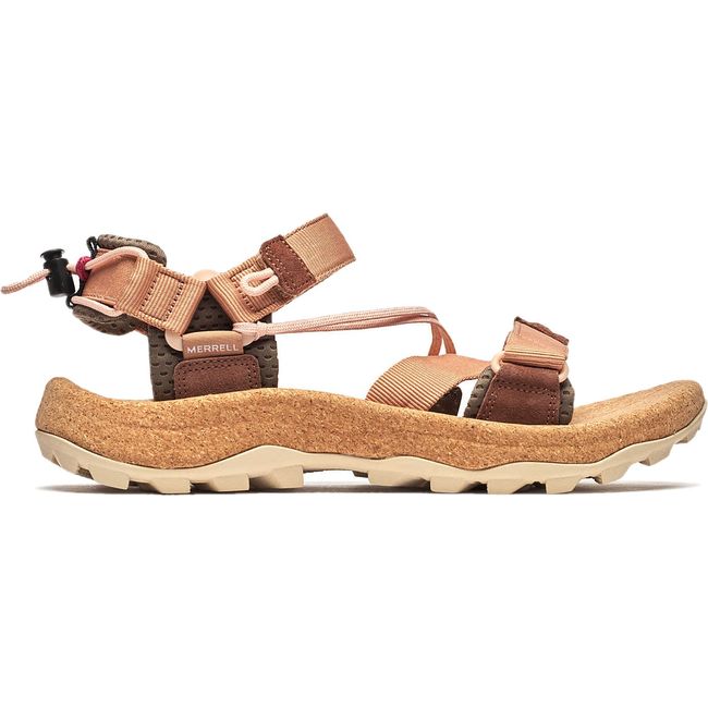 Lateral side of Women&#39;s Merrell Speed Fusion Web RMX Sandal in Tan Rose