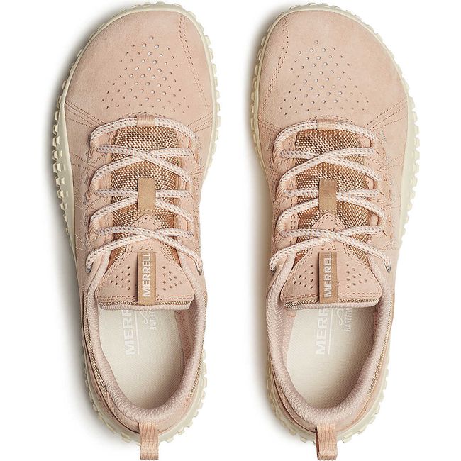 Upper of Women&#39;s Merrell Wrapt Barefoot Shoes in Suede Powder Pink