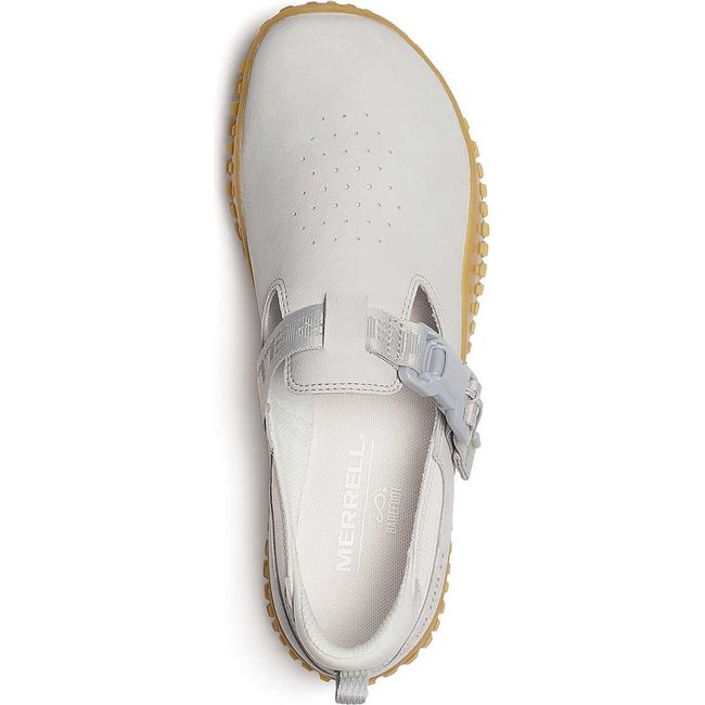 Upper of Women&#39;s Merrell Wrapt Buckle Nubuck Shoe in Pigeon Gray nubuck